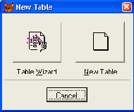 Диалоговое окно New Table