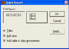 Диалоговое окно Quick Report
