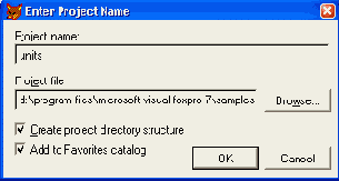 Диалоговое окно Enter Project Name